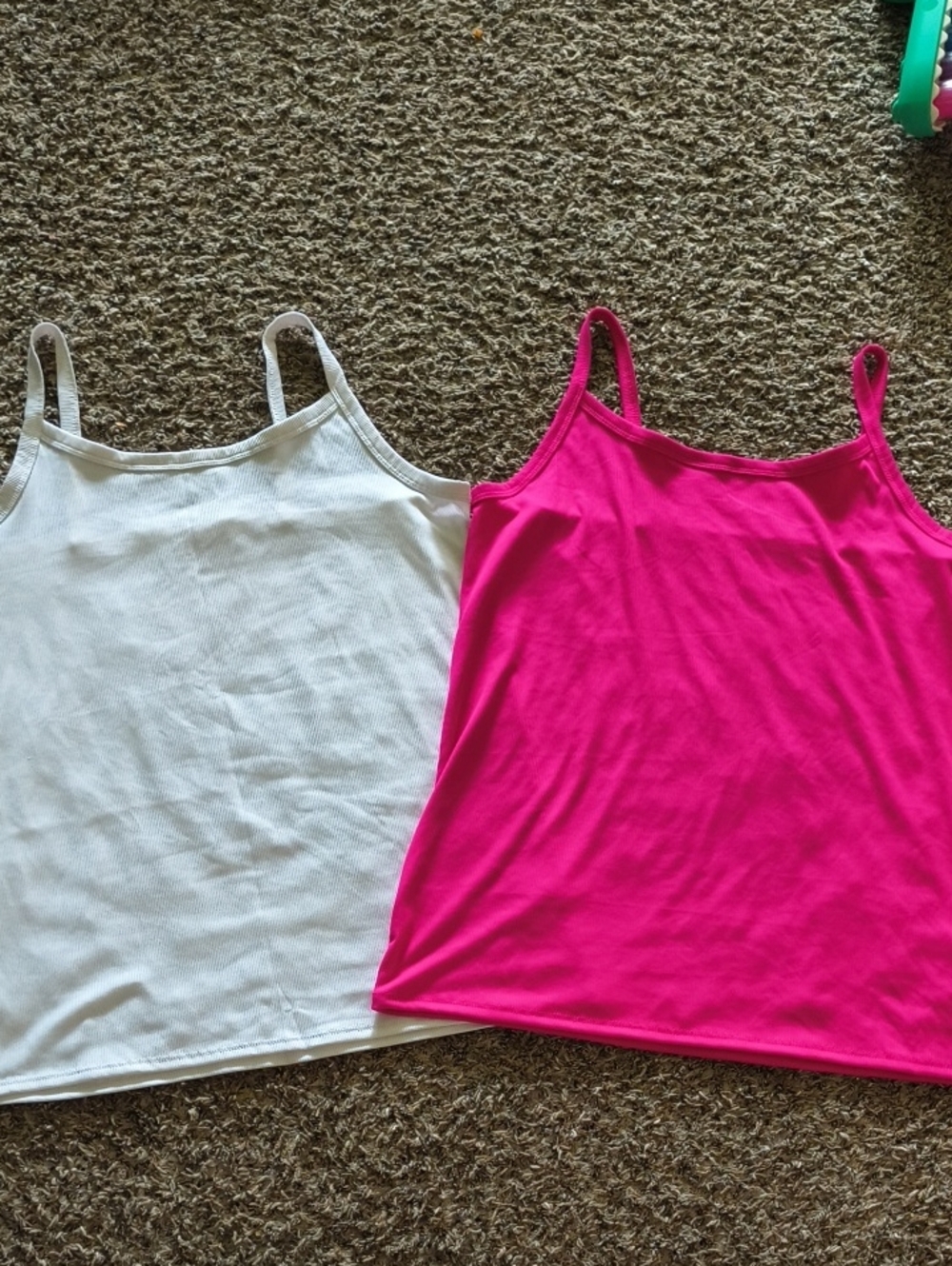 NWOT No Boundaries Women's Camisole Tanks - White & Hot Pink Duo